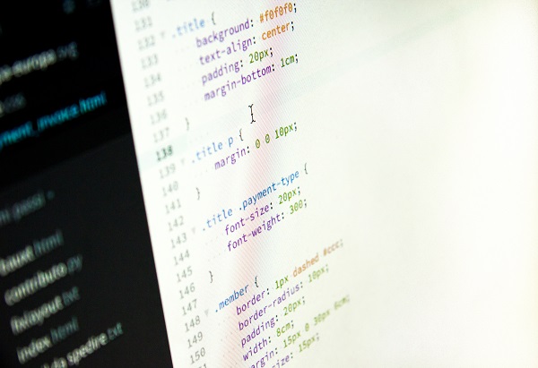Image of a detailed view of source code of CSS cascading Style Sheet. 